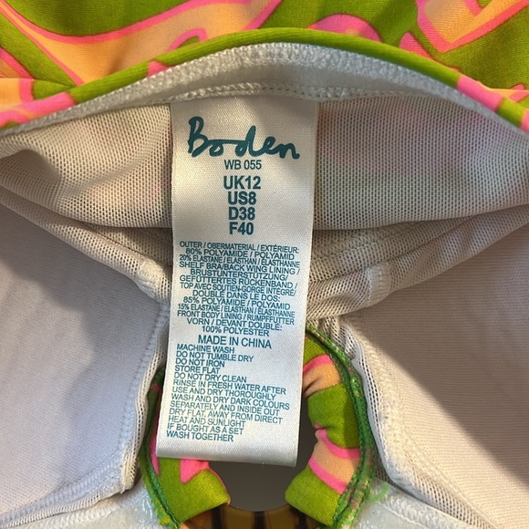 Boden - Womens Lime and Pink Tankini Bathing Suit Summer Pool Top Size 8 - Picture 4 of 7